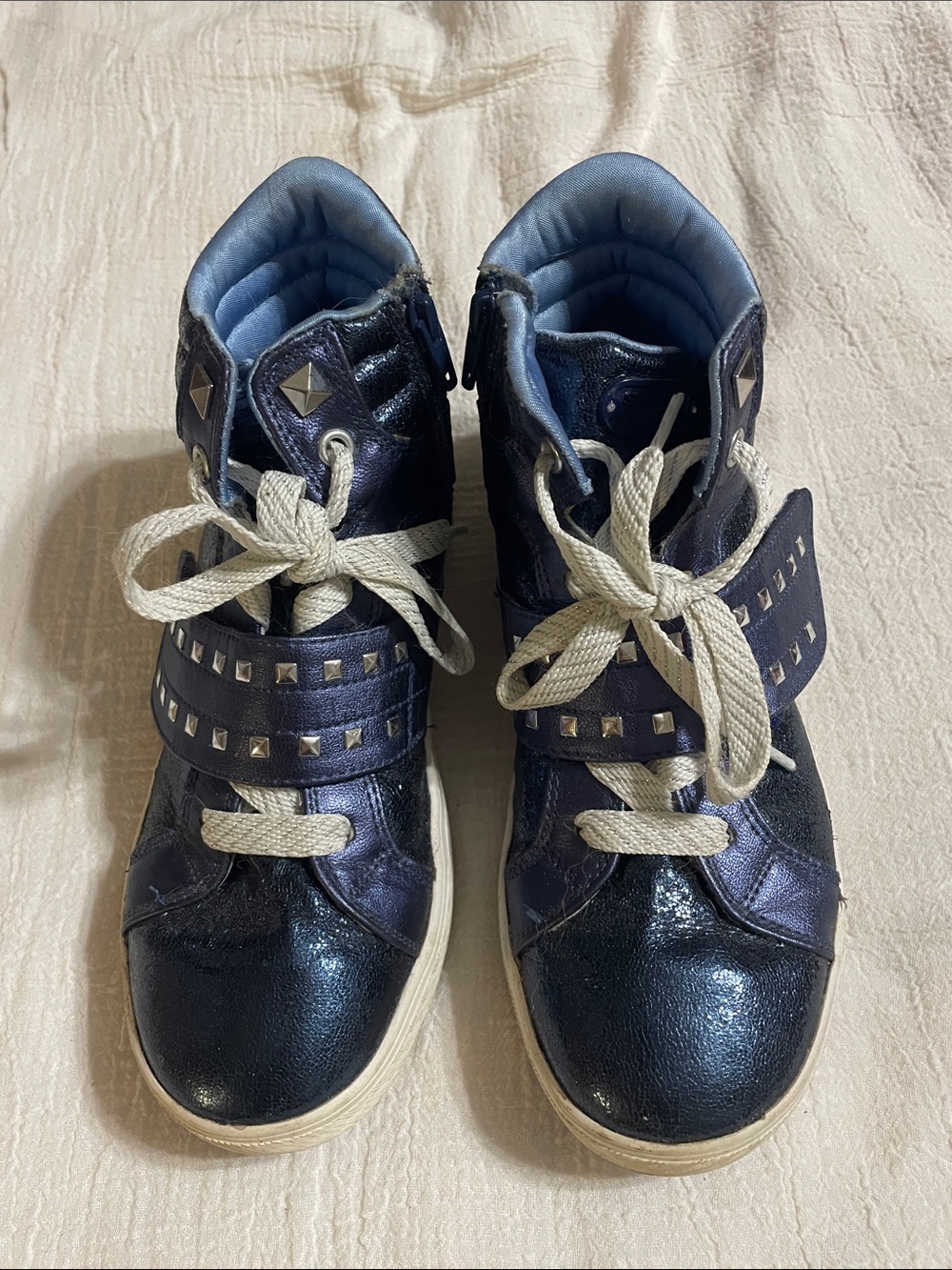 Skechers Girls Navy High-Top Sneakers with Studded Strap